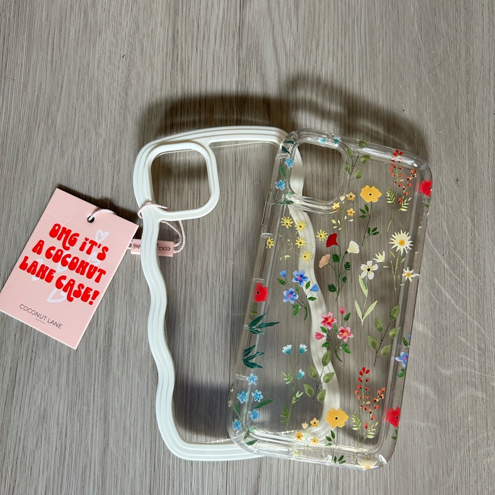 Floral Clear iPhone 11 Case - Multicolor and White Wavy iPhone 11 Case